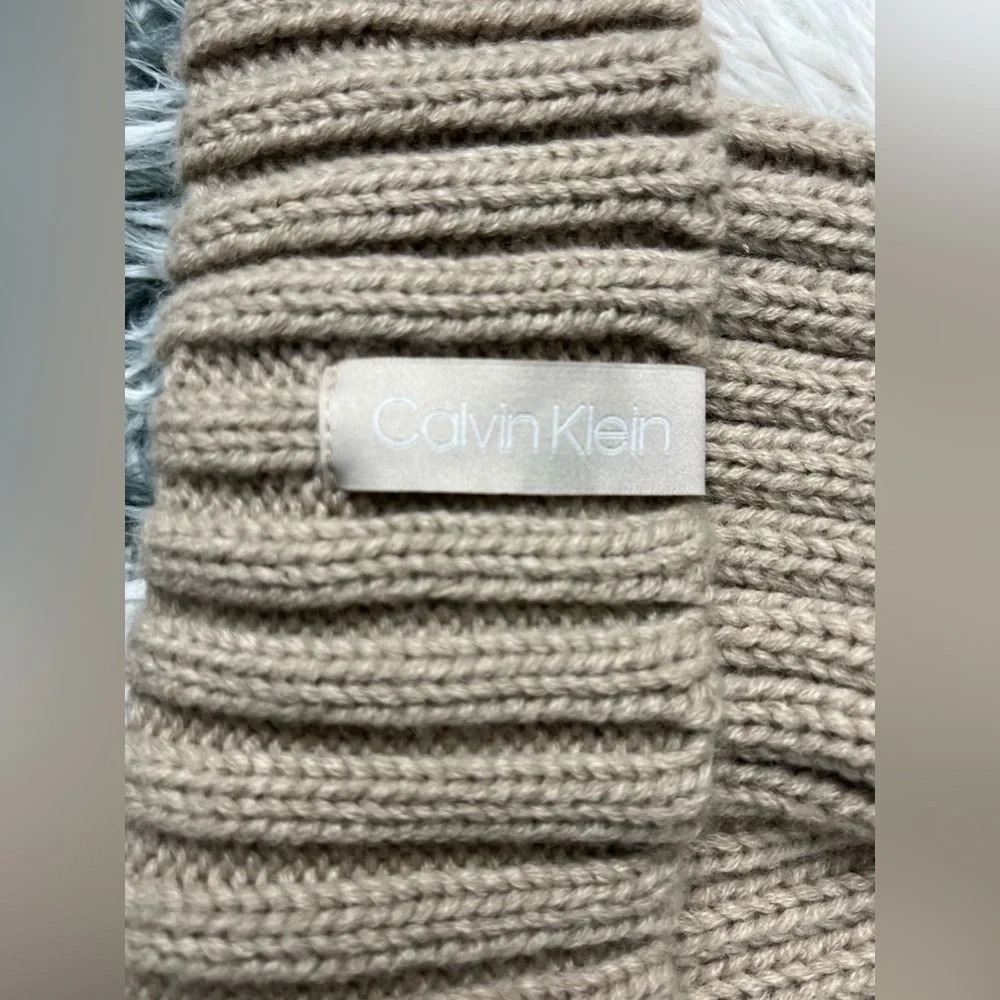 Calvin Klein Women's Winter Hat Beanie One Size Tan Faux Fur Knit
